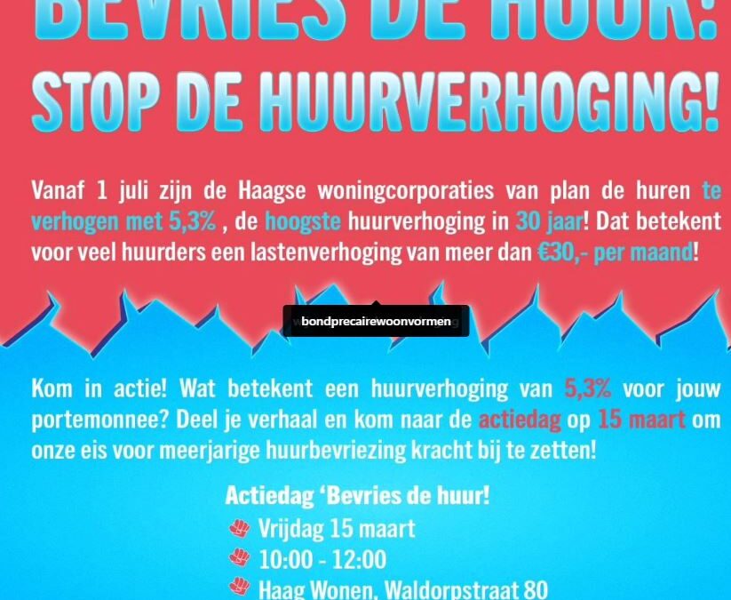 Bewoners sociale huurwoningen protesteren tegen huurverhoging van 5,3 procent