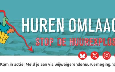 27 juni, Den Haag: protestactie van woonbeweging tegen huurverhoging en voor huurverlaging