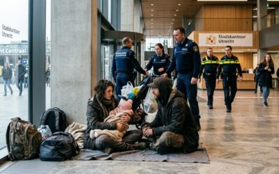 Beveiliger wil gezin met baby door politie uit stadskantoor laten zetten
